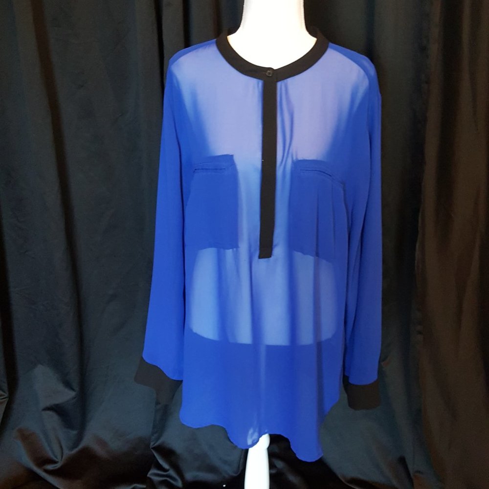 ANA Blue Sheer Blouse Size 3X